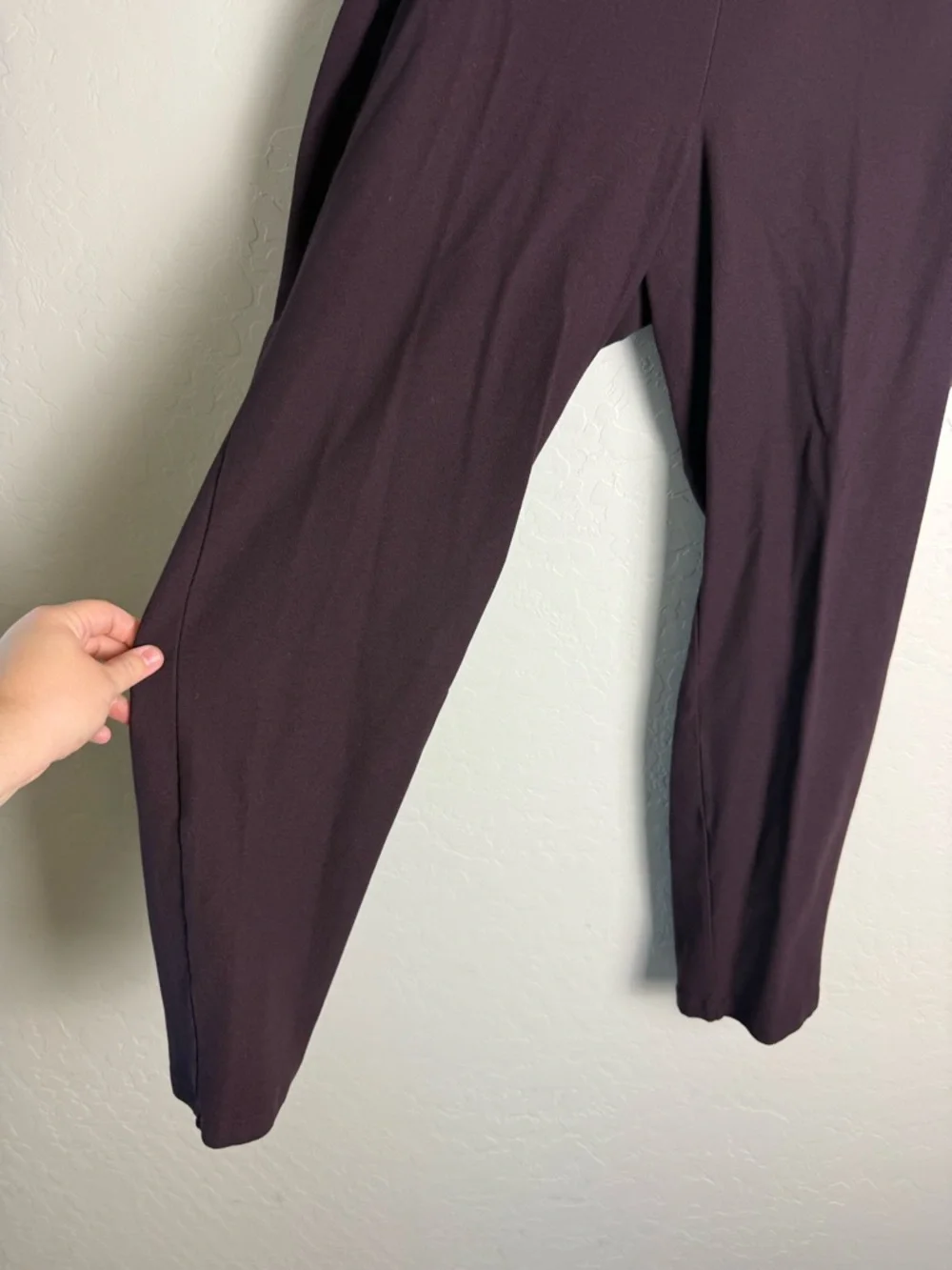 Eileen Fisher Washable Stretch Crepe Slim Ankle Pant Cassis Purple Large TK